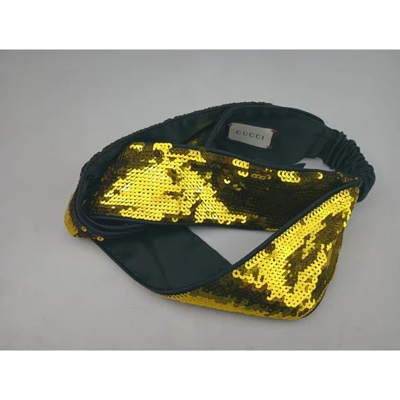 Gucci | Accessories | Gucci Gold Sequin Twisted Headband 24  display picture 1